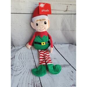 Greenbrier International boy Christmas Elf Plush Shelf 14” Embroidered Eyes New